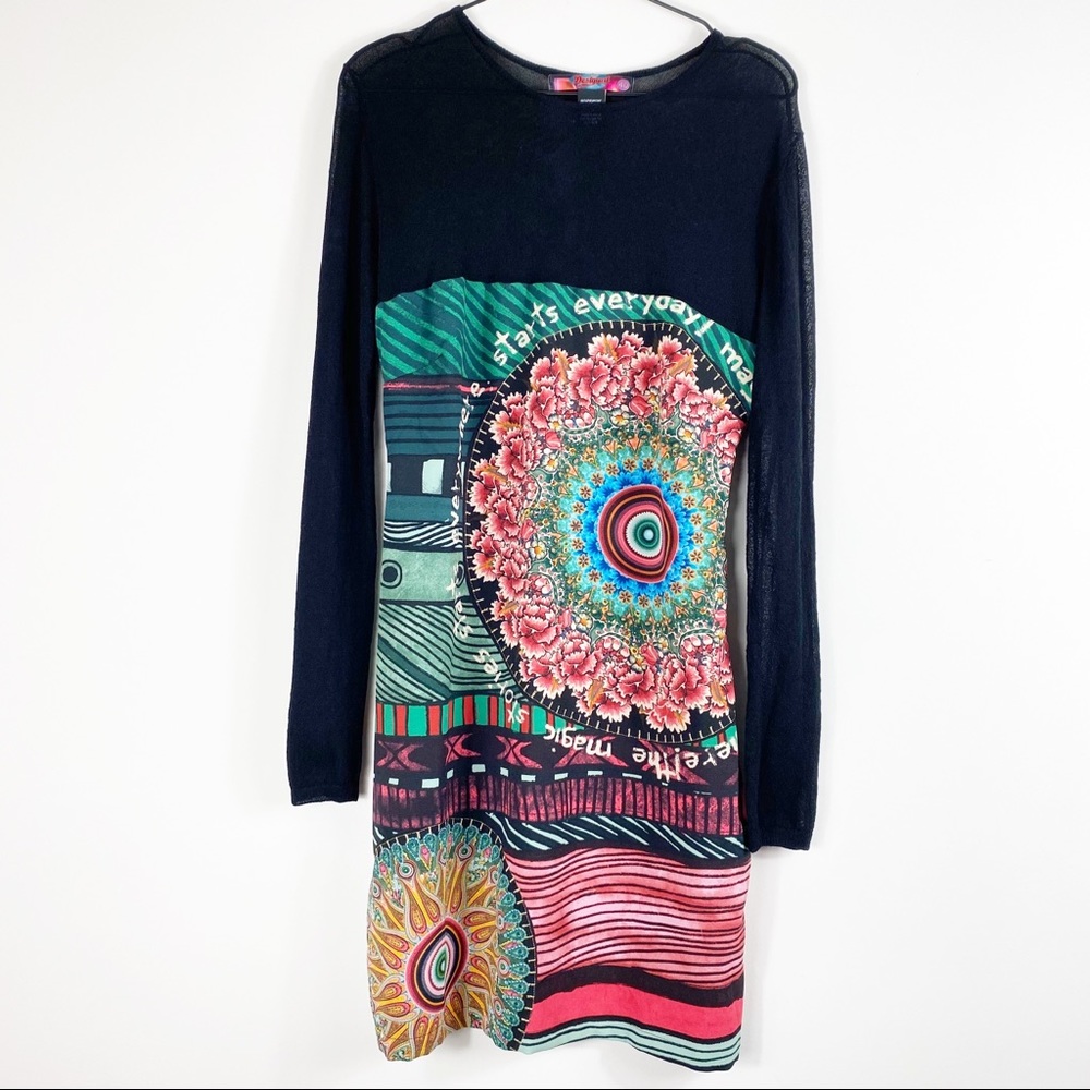 Desigual Medallion Print Sheer Top Dress